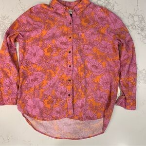 Universal thread Vibrant Pink & Orange Floral Button-Up Blouse